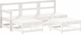 vidaXL 5 Piece Garden Lounge Set White Solid Wood Pine Vidaxl