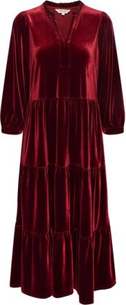 Part Two Midi Jurk met Ruffles - Dames - Casual kleedjes - Rood - S - Polyester - Kleedjes