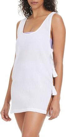 Sanctuary Side Tie Cotton Cover-Up Minidress in White at Nordstrom, Size X-Large
