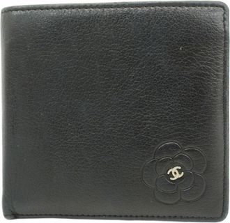 Chanel Black Leather Wallet (Bi-Fold) (Pre-Owned)