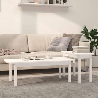 vidaXL Vidaxl - Juego De Mesas De Centro 2 Piezas Madera Maciza De Pino Blanco