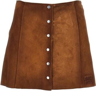 Miu Miu Waxed suede leather mini skirt Woman 40