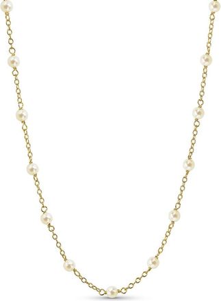 Jewelmak 14K White Pearl & Pearl Necklace