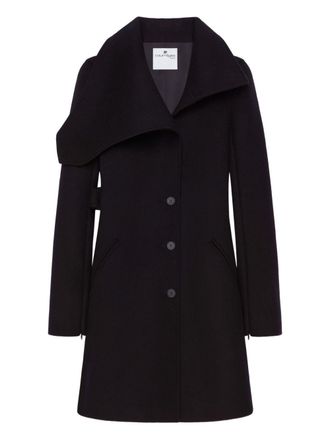Courr&egrave;ges Asymmetric Collar Tailored Black Coat With Concealed Buttons