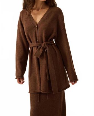 Promesa Belted Button-Front Cardigan In Brown