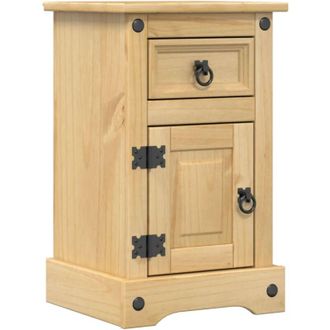 vidaXL Mesita De Noche Corona Madera Maciza De Pino 35x32,5x58 Cm Vidaxl