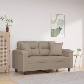 vidaXL Sof&aacute; De 2 Plazas Con Cojines Tela Microfibra Gris Taupe 120 Cm Vidaxl