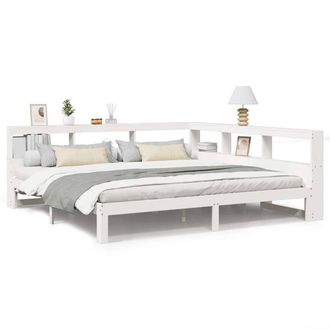 Berkfield Home Bookcase Bed Frame White 180x200 cm Super King Solid Wood Pine