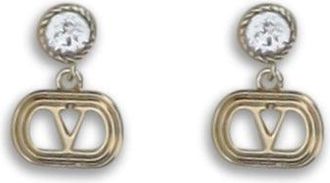Valentino Garavani Womens Earrings Ovalette Gold-Crystal Brass Gold/crystal