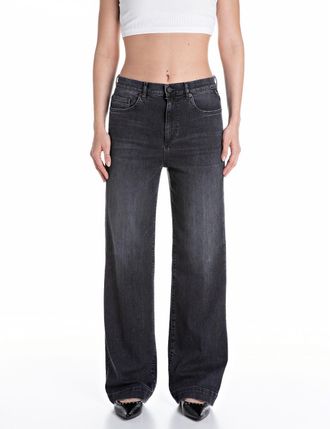 Replay Straight-Jeans REPLAY MELJA, Damen, Gr. 30, L&auml;nge 32, schwarz (schwarz delave), Denim/Jeans, Obermaterial: 99% Baumwolle, 1% Elasthan, straight fit la
