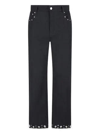 Valentino Garavani pocket-detail studded trousers - men - Cotton/Linen/Flax - 46 - Blue