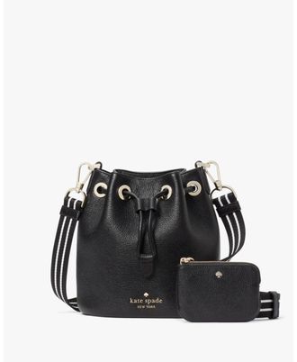 Kate Spade New York Womens Rosie Small Bucket Bag - Black Leather - One Size