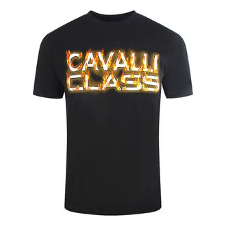 Cavalli Flaming Logo Zwart T-shirt