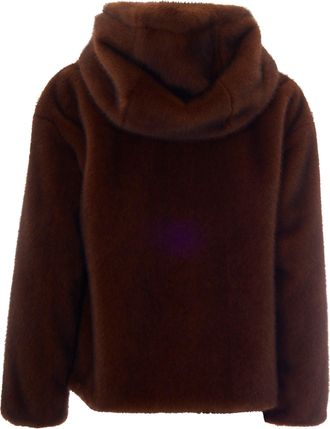 Herno Womens Bomber Jacket Soft Faux Fur Dark Brown