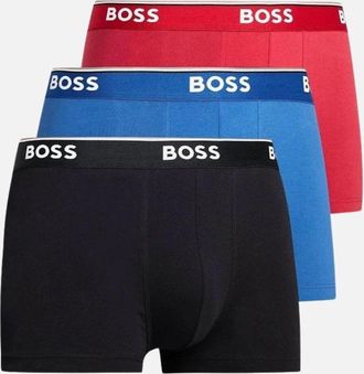 HUGO BOSS Mens 3-Pack Power Logo Boxer Briefs, Red/Blue/Black - Size: 33/32/32