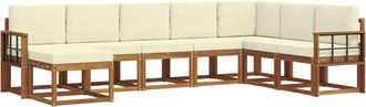 vidaXL Conjunto De Sof&aacute;s De Exterior 8 Uds. Natural Y Crema Vidaxl