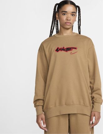Nike (WMNS) Nike Sportswear Breaking Loose French Terry Sweatshirt Asia Sizing Dark Driftwood FZ0257-224