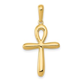 Diamond2Deal 14k Yellow Gold Ankh Cross Pendant