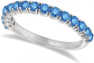 Allurez Fancy Blue Diamond Ring Anniversary Band in 14k White Gold (1.00ct)