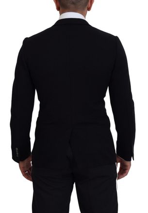 Dolce & Gabbana Mens Black Wool Crown Slim Fit Jacket Blazer Clothing