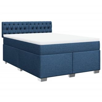 vidaXL Cama Box Spring Con Colch&oacute;n Tela Azul 140x200 Cm Vidaxl