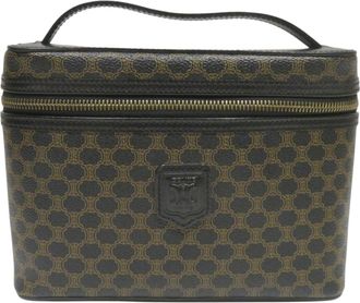 Celine Macadam Black Brown Pvc Leather Vanity Bag (Pre-Owned)