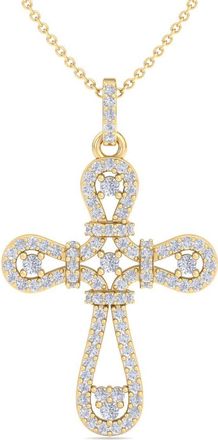 SuperJeweler ThyDiamond 1/2-1 Carat Total Weight Diamond Cross Necklace In Sterling Silver or Yellow Gold, 18 Inches
