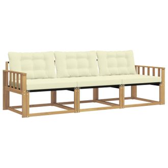 vidaXL Conjunto De Sof&aacute;s De Exterior Con Coj&iacute;n 3 Pcs Blanco Y Crema Vidaxl