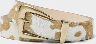 Simons Womens Cowhide pattern pony hair leather belt