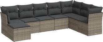 vidaXL Vidaxl - Set De Sof&aacute;s De Jard&iacute;n 8 Pzas Y Cojines Rat&aacute;n Sint&eacute;tico Gris