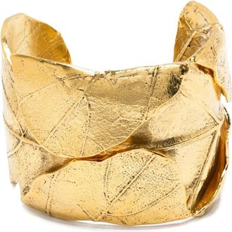 Aur&eacute;lie Bidermann Ledena leaf-shaped cuff bracelet - Goud