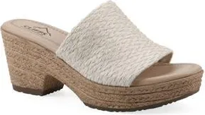 White Mountain Biancia Platform Slide Sandal in White/Metallic/Fabric at Nordstrom Rack, Size 9.5