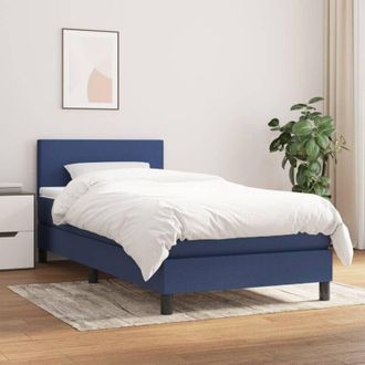 vidaXL Cama Box Spring Con Colch&oacute;n Tela Azul 90x200 Cm Vidaxl