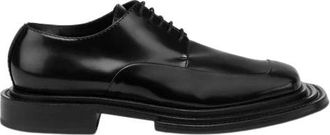 Moschino Glanzend Kalfsleren Derby - unisex - Veterschoenen - Zwart - 44 EU - Leer - Schoenen