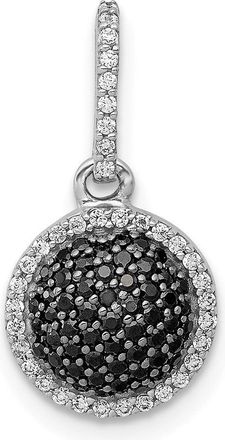 Diamond2Deal 14k White Gold 1/3 carat White and Black Diamond Round Halo Cluster Pendant