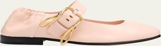 Bottega Veneta Astaire Leather Rabbit Mary Jane Ballerina Flats