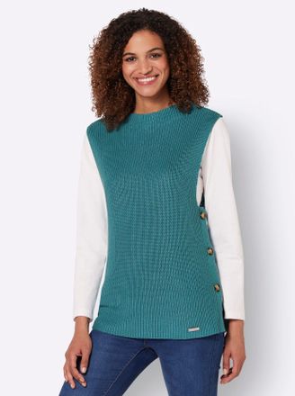 Casual Looks Pullunder CASUAL LOOKS Pullunder, Damen, Gr. 36, blau (ozean), 50% Baumwolle, 50% Polyacryl, unifarben, Pullover Pullunder