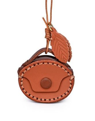 OLD TREND Oval Genuine Leather Two Tone Mini Charm in Camel at Nordstrom