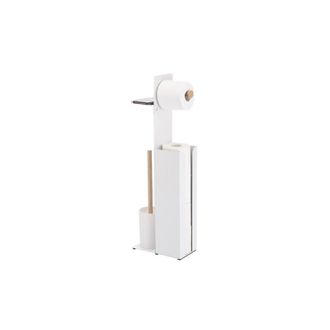 Spirella Combinaci&oacute;n De Inodoro Con Soporte Para Smartphone Acero Y Bamb&uacute; Yoni Blanco Mate Spirella