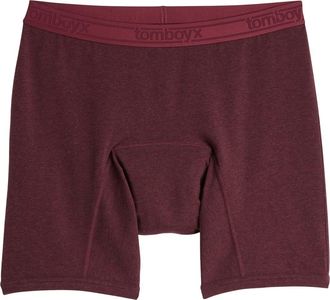 TomboyX First Line Stretch Cotton Period 9-Inch Boxer Briefs in Black Cherry Heather at Nordstrom, Size Medium