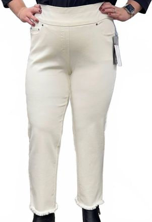 Multiples Fringe Hem Ankle Pant In Winter White