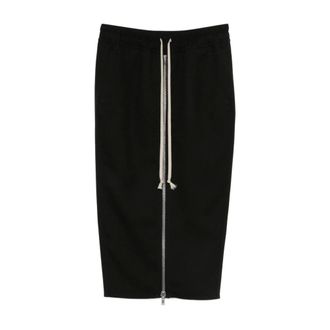 Rick Owens Midi Skirts, female, Black, S, Black Wool Pillar Skirt Italy