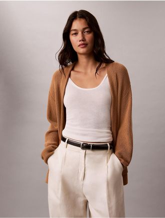 Calvin Klein Womens Merino Wool Blend Duster Cardigan - Brown - XL