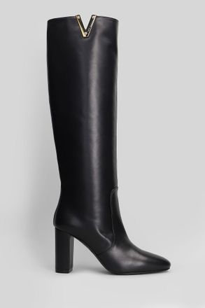 Via Roma 15 High Heels Boots In Black Leather