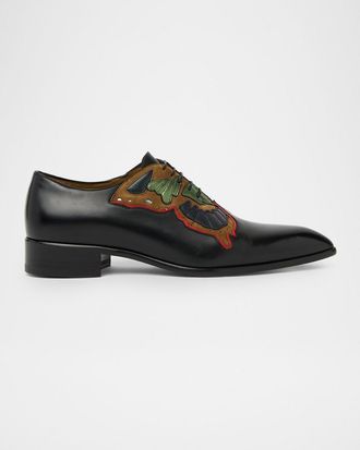 Christian Louboutin Mens Farfaman Butterfly Leather & Veau Velours Oxford Shoes