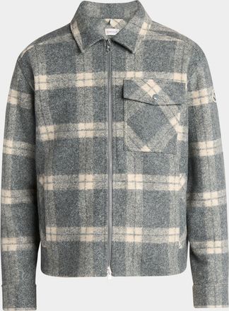 Moncler Mens Tartan Full-Zip Shirt Jacket