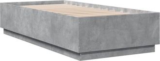 vidaXL Estructura cama con luces LED madera gris hormigón 100x200 cm vidaXL
