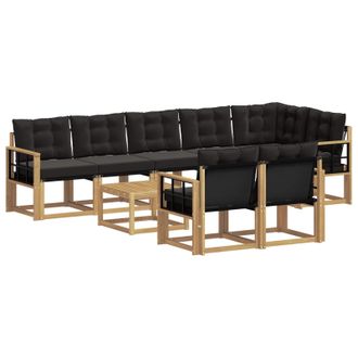 vidaXL Conjunto De Sof&aacute;s De Exterior Con Coj&iacute;n 9 Pcs Blanco Y Negro Vidaxl