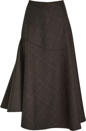 Our Legacy Waltz Asymmetric Wool Midi Skirt - Brown - 38 (UK10 / S)