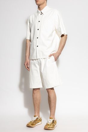 Bottega Veneta Leather Shorts, Mens, White